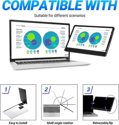Vista 7 de Farfi - Extensor de pantalla para laptop - Monitor portátil giratorio de 360°
