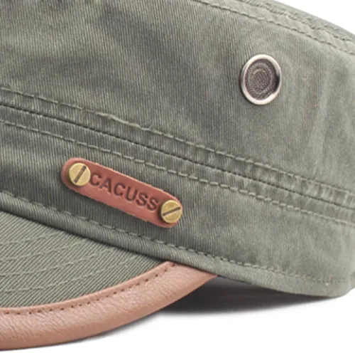 Vista 4 de CACUSS Mens Baseball Cap Cotton Cadet Hat Military Breathable Flat Top Adjustable Army Cap