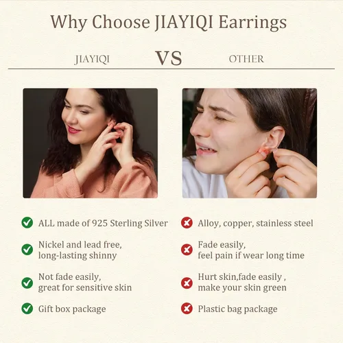 Vista 2 de JIAYIQI 925 Sterling Silver Stud Earrings Simple Mini Bar Circle Dot Heart Star Lightning Bolt Stud Earrings 14K Gold Plated Cartilage Earrings