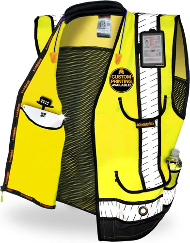 Vista 7 de KwikSafety - Charlotte, NC - GODFATHER Safety Vest [CUSHIONED COLLAR + TABLET POCKET] ANSI OSHA