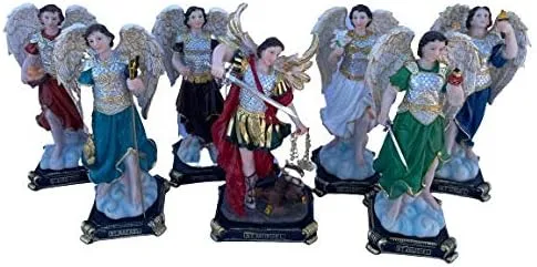 Vista 2 de misantuario Juego de 7 Arcángeles de Poliresina de 8" St. Miguel, San Gabriel, San Rafael, San Barachiel, St.Selatiel, San Judiel, San Uriel, Nuevo