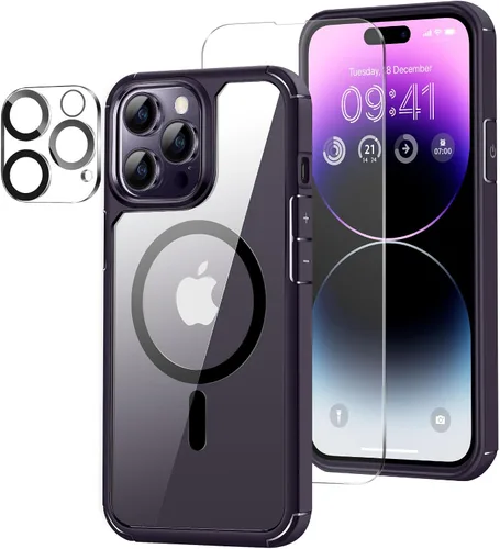 Vista 13 de Funda magnética diseñada para iPhone 13 Pro Max [compatible con MagSafe] con protector de pantalla y protector de lente de cámara, funda Azul