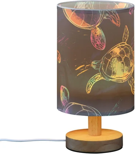 Vista 2 de Lámpara de mesa colorida de neón con diseño de tortugas de neón, lámpara de mesa de noche, lámparas de mesa de moda para niños para el hogar