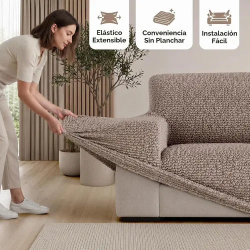 Vista 2 de PAULATO BY GA.I.CO. Funda de sofá modular, funda para sofá chaise longue en forma de L, fundas lavables para sofá esquinero, funda elástica de Gris