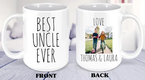 Vista 5 de Taza personalizada con el mejor tío de la historia, taza de foto de sobrina sobrino, regalo del día del padre
