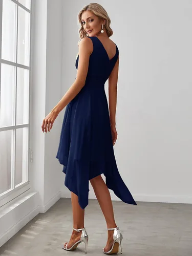 Vista 2 de Ever-Pretty Women V Neck Ruched Irregular Hem A Line Chiffon Short Cocktail Dress 03142-US