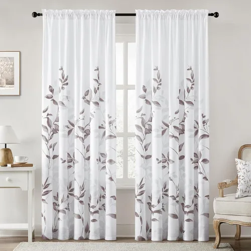 Vista 16 de HOMEIDEAS Cortinas traslúcidas de privacidad gris claro y blanco, 52 x 96 Hojas-gris claro