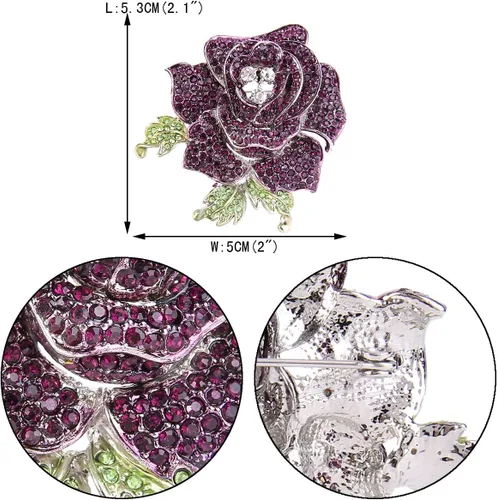 Vista 4 de EVER FAITH Broche de flores de cristal austriaco para mujer