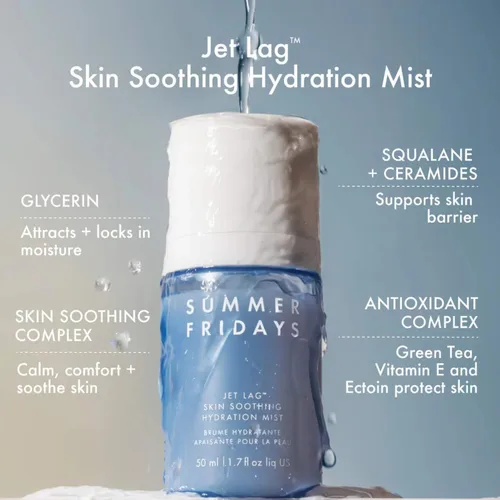 Vista 2 de Summer Fridays Jet Lag Skin Soothing Hydration Face Mist - Spray facial ultrafino e hidratante calmante para la piel, spray facial y niebla