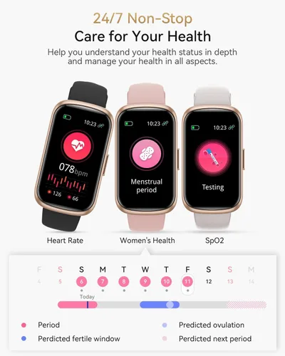 Vista 4 de Rastreador de Fitness, Relojes Inteligentes para Mujeres con Monitor de Frecuencia Cardíaca 24/7, Rastreador de Sueño, Entrenamiento de Respiración