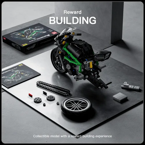 Vista 3 de Conjuntos de construcción de kits de modelo de motocicleta Mould King, kit de construcción de modelo de bicicleta 23002, juguetes de construcción