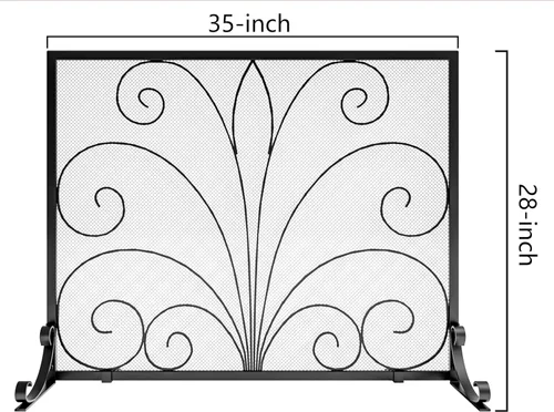 Vista 3 de Fire Beauty Pantalla para chimenea, hierro forjado hecho a mano, malla de metal para fuegos de horno, protector de chispas seguro, accesorios