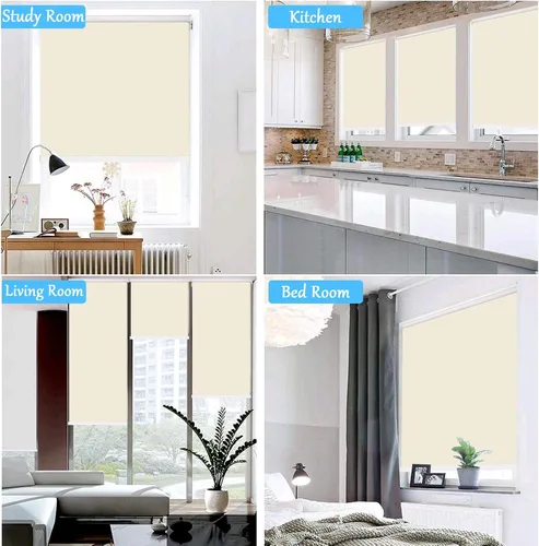 Vista 4 de Persianas enrollables opacas sin cordones para ventanas, persianas enrollables de seguridad con resorte, oscurecimiento de la habitación sin