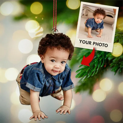 Vista 6 de Adorno fotográfico personalizado, adornos de Navidad personalizados, impresión de doble cara, acrílico 2D, 3.5 pulgadas, 4.25 pulgadas o 5.25