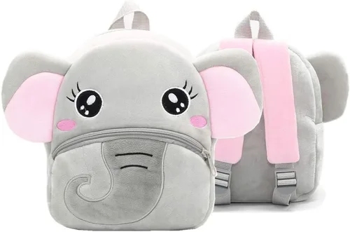 Vista 6 de Mochila con diseño de animales animal de felpa minibolsa de viaje para niño de 2-6 años Elefante gris PBK001