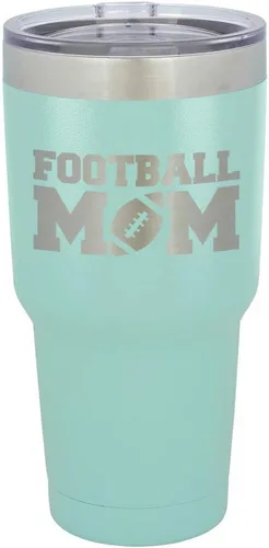 Vista 22 de FOOTBALL MOM - Vaso negro de 30 onzas con popote y tapa superior deslizante Taza de viaje de acero inoxidable Comparar con Yeti Rambler