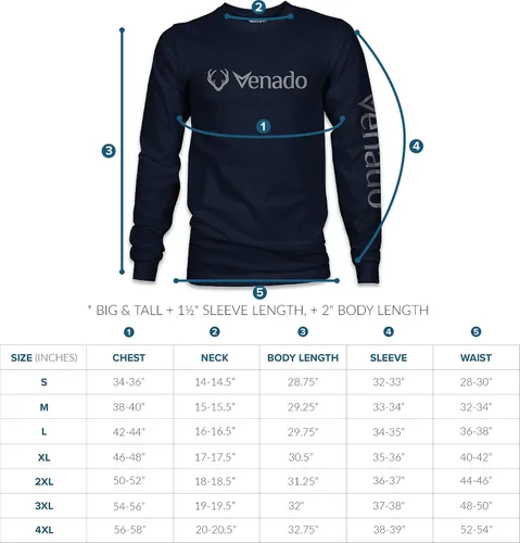 Vista 5 de Venado Brand Mens Graphic Long Sleeve LS Flex Tee