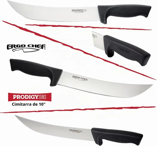 Vista 4 de Ergo Chef Prodigy Series - Cuchillo para cortar cimros de 10 pulgadas, cuchillo de carne curvada de acero inoxidable de alto carbono, mango