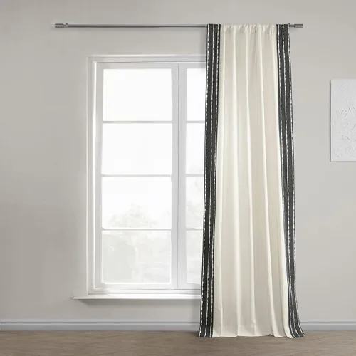 Vista 2 de HPD Half Price Drapes Cortinas de algodón sólido con bordes para dormitorio y sala de estar, 50 x 108, DTCC-SB220601-108 (1 panel) Sharkskin Black