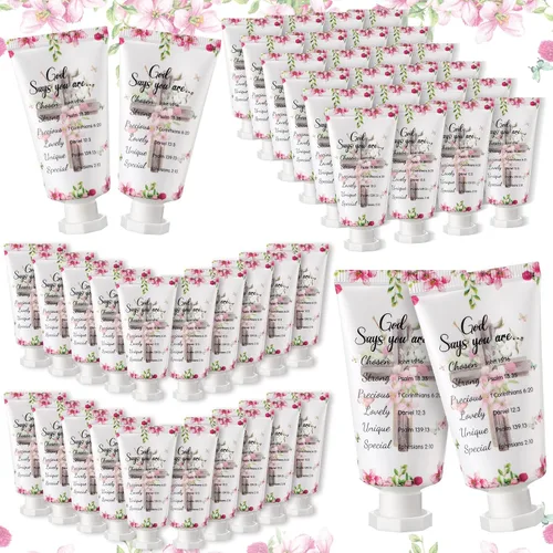 Vista 14 de Paquete de 50 lociones cristianas para manos, regalos a granel para mujeres, regalos para el Día de la Madre, mini loción de mano de viaje