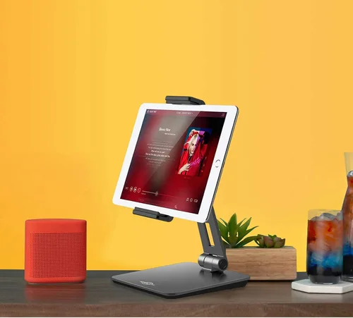 Vista 4 de KABCON Soporte para Tableta, Soporte para Tableta de Aleación de Aluminio con Tensión Ajustable para Escritorio, Base de Soportes para Tabletas