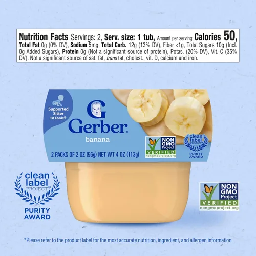 Vista 2 de Gerber Banana Puree - Alimento para bebés, 4 onzas líquidas