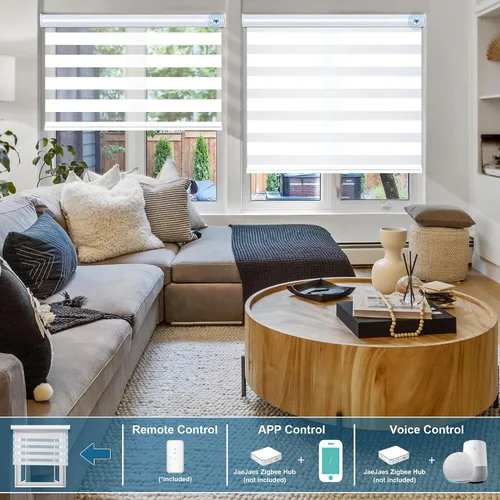Vista 16 de Persianas motorizadas de cebra para ventanas, persianas inteligentes con control remoto, filtrado de luz, compatibles con Alexa Google Home