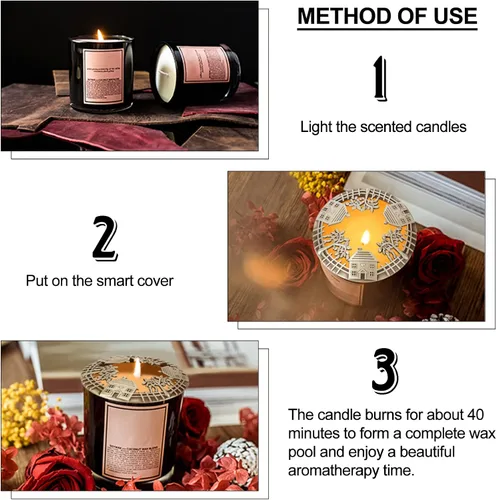 Vista 4 de GORGECRAFT Candle Toppers - Cubierta perfumada para velas, tapas de frascos, fundas para regalos, diseño de casa antigua de flores, accesorios