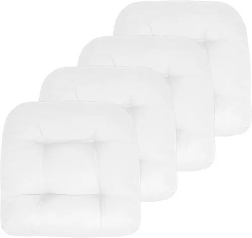 Vista 36 de Sweet Home Collection - Cojines para silla de patio y exterior, almohadillas prémium con relleno grueso y cómodo de fibra, mechones, 19 x 19 Negro