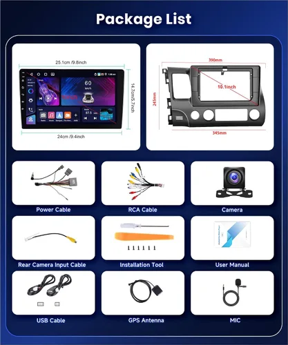 Vista 7 de Estéreo de coche 4G 64G para Honda Civic 2006-2011 Radio con pantalla táctil IPS de 10.1 pulgadas 1280x720 Radio AI DSP 36EQ Carplay inalámbrico