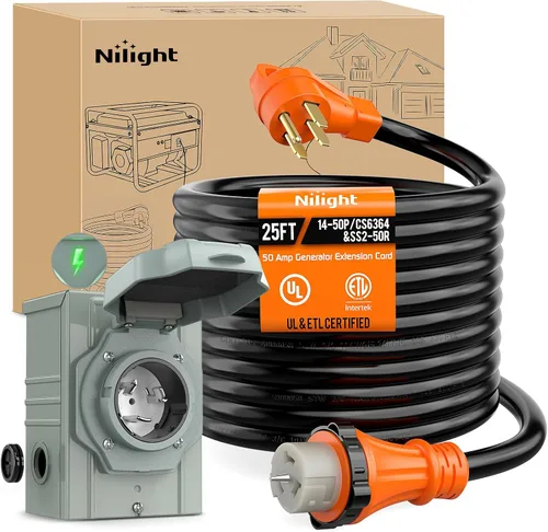 Vista 80 de Nilight Cable de Extensión para Secadora EV de 15 Pies 3 Clavijas 30 Amperios NEMA 10-30P 10-30R Cable de Extensiones Antiguas Servicio Pesado