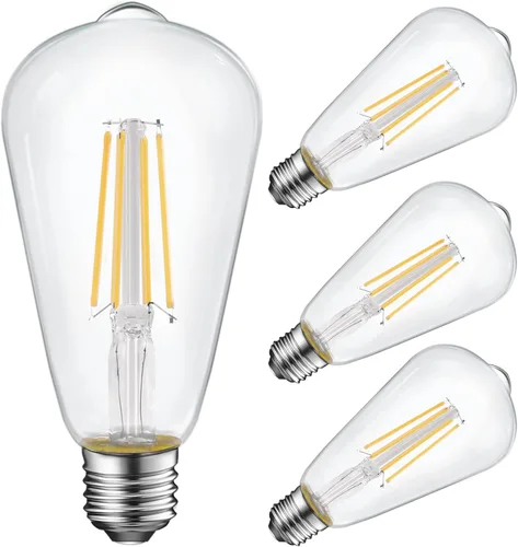 Vista 9 de Paquete de 6 bombillas LED Edison vintage, equivalente a 60 vatios, (ST19/ST64) bombillas de filamento LED, CRI 95+, luz blanca suave de 2700K,