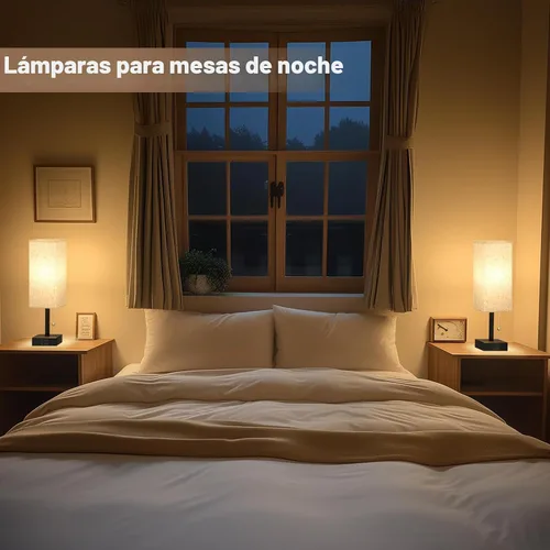 Vista 3 de Fenmzee Juego de 2 lámparas de noche para dormitorio, pequeña lámpara rectangular para mesita de noche con puerto de carga USB A C, luz