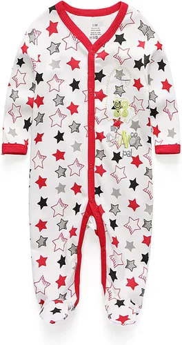 Vista 4 de Conjunto de 4 pijamas para bebés y niñas de una sola pieza de algodón para recién nacidos, conjunto de 4
