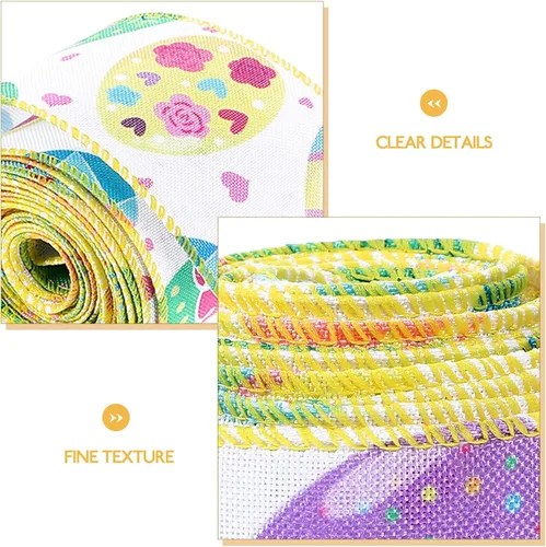 Vista 3 de Easter Wired Edge Ribbon 2-inch Broad 5-Yard Roll Spring Fabric Ribbon for Wrapping, Craft Making, and Holiday Decorations