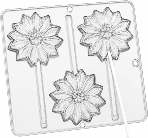 Vista 4 de Flor de Pascua de Navidad Lollipop Chocolate Candy Mold Navidad 2097