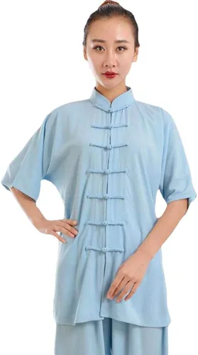Vista 8 de ZooBoo Unisex Ropa de Ejercicio de Mañana, Traje de Tai Chi de Algodón con Mangas Cortas, Uniforme de Kung Fu