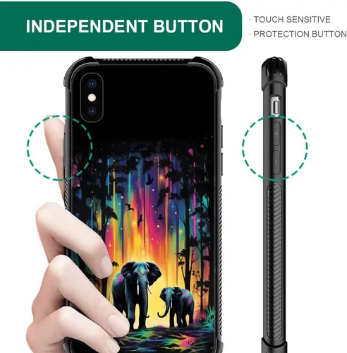 Vista 11 de Funda compatible con iPhone XR, diseño de elefantes africanos para niñas, diseño de patrón a prueba de golpes, antiarañazos, carcasa trasera