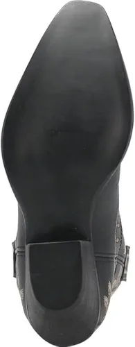 Vista 6 de Dingo - Botas con bordados florales de prímula para mujer, de punta triangular, tacón bajo de 1-2 pulgadas, color negro