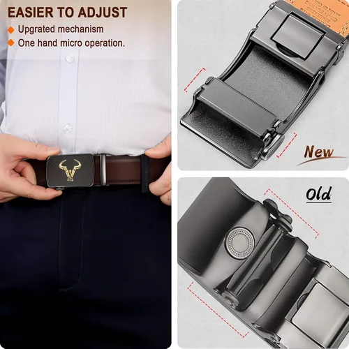 Vista 5 de BULLIANT Cinturón para hombre, cinturón de marca con trinquete de cuero genuino para regalo, talla personalizada