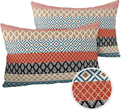 Vista 8 de Fundas de almohada impermeables para exteriores, fundas de almohada lumbares, estilo bohemio, diseño de rayas, tribal, estilo bohemio, fundas