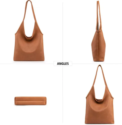 Vista 3 de Montana West Bolsos estilo hobo holgados para mujer, bolsos de hombro suaves de diseñador para mujer, bolso de mano con asa superior