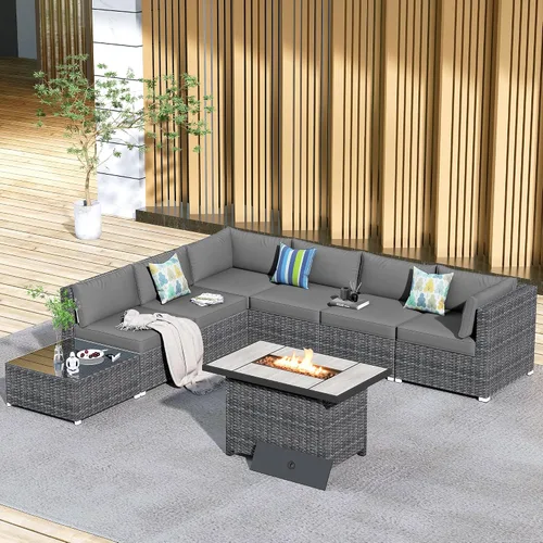 Vista 51 de HOOOWOOO Patio Sectional Furniture Set,2 Piece Couch Set with 2 Matching Armless Chairs(Beige)