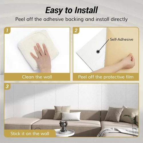 Vista 5 de TONOR 8 piezas de paneles acústicos, 47.2" x 23.6" x 0.35", paneles de pared autoadhesivos con aislamiento de sonido completo, paneles de absorción