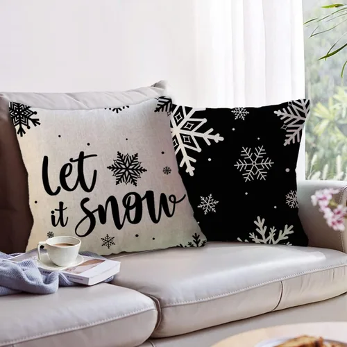 Vista 6 de ULOVE LOVE YOURSELF Juego de 2 fundas de cojín decorativas para invierno, decoraciones navideñas de estilo campestre, cojines decorativos de copo