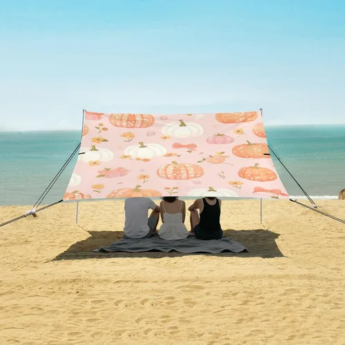 Vista 5 de Cute Pumkins - Tienda de campaña de playa estable UPF50+ impermeable con bolsa de transporte para patio trasero, pastizal, parque