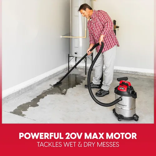 Vista 4 de Vacmaster DVOM204S 1101 4-Gal 20V Inalámbrico Acero Inoxidable Aspiradora Seca Roja