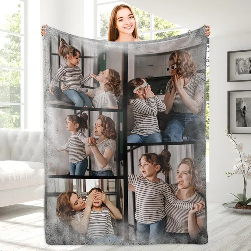 Vista 16 de Magimagine Mantas personalizadas con imágenes de texto para regalos de novio, manta de fotos personalizada para familiares y amigos para Navidad
