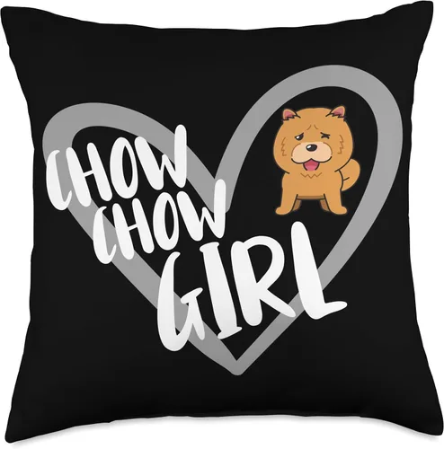 Vista 4 de Chow Chow Lover Apparel Girl Heart Funny Chow Dog Lover Throw Pillow, 16x16, Multicolor