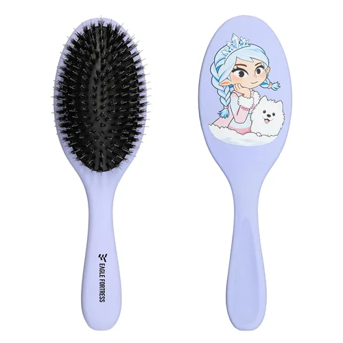 Vista 11 de Cepillo de cerdas de jabalí para mujeres, hombres y niños, cepillo desenredante para cabello grueso, adelgazamiento, seco o húmedo con alfileres